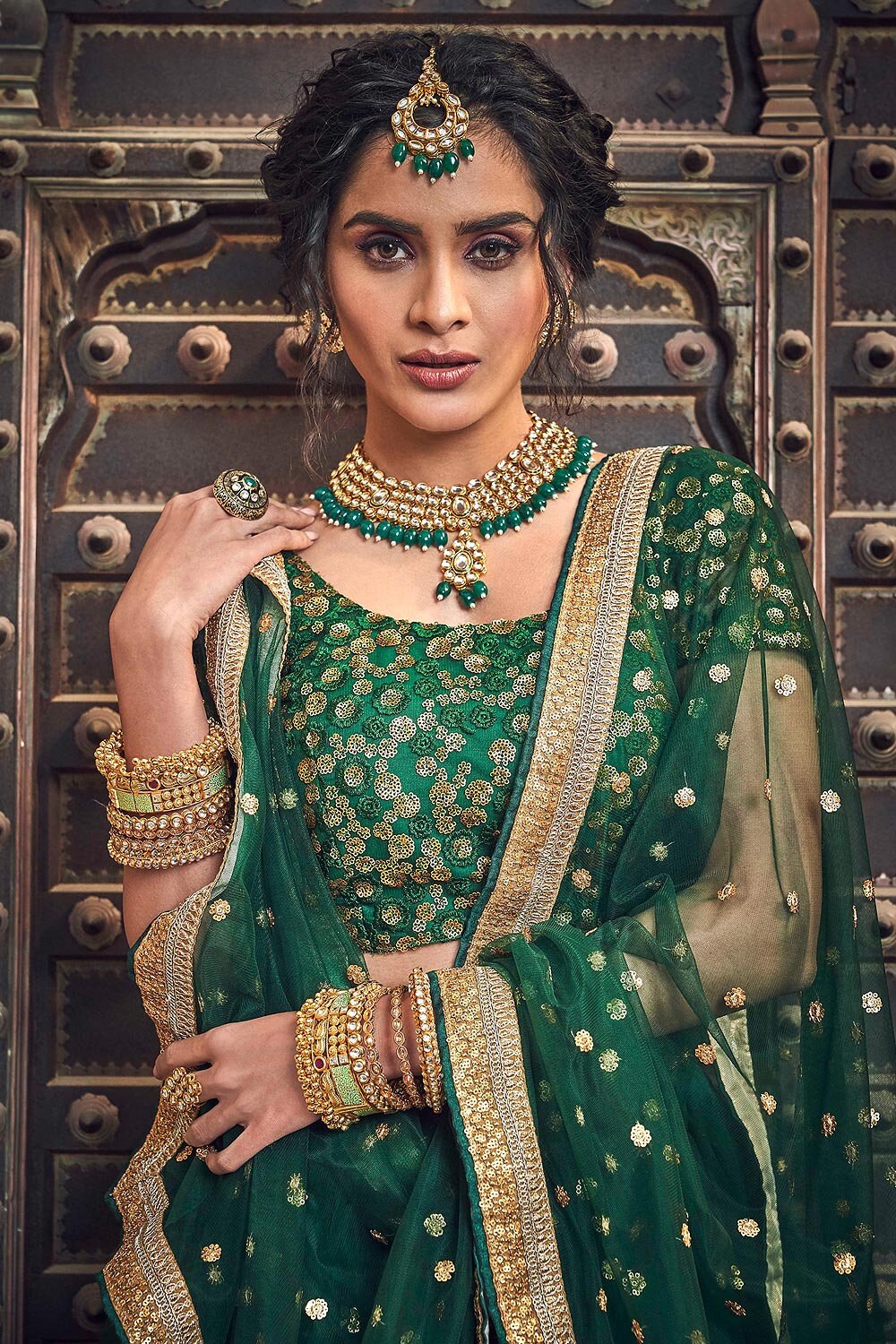 bottle green chaniya choli