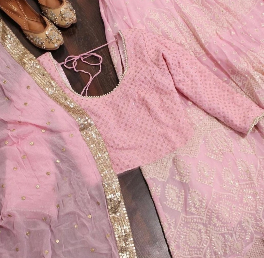 Georgette Pink Lehenga Choli - Etsy