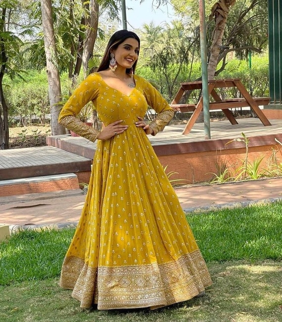 Heavy Designer Anarkali Gown Bridesmaids Dress Indian - Etsy