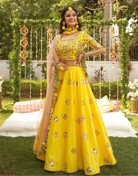 yellow lehnga dress