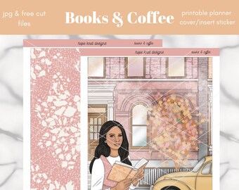 Books and Coffee Planner Cover, A5 Wide (Digital Download)