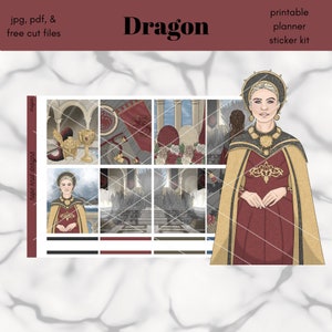 Dragon PRINTABLE Weekly Vertical Planner Sticker Kit / Standard Size 1.5in Wide Stickers / JPG, PDF, Free Cut Files Inclus