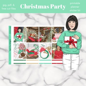 Fête de Noël IMPRIMABLE Kit d’autocollants hebdomadaire de planificateur vertical / Taille standard 1.5in Wide Autocollants / JPG, PDF, fichiers de coupe gratuits inclus