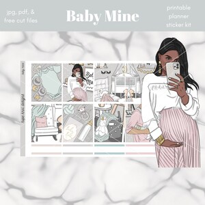 Baby Mine IMPRIMABLE Kit d’autocollants hebdomadaire de planificateur vertical / taille standard autocollants de 1,5 po de large / JPG, PDF, fichiers de coupe gratuits inclus