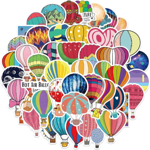 50pcs Balloon Stickers Hot Air Balloons Decals Colorful Sticker Decals Bottle Laptop Computer Skateboard Luggage for Kids Teens Girls