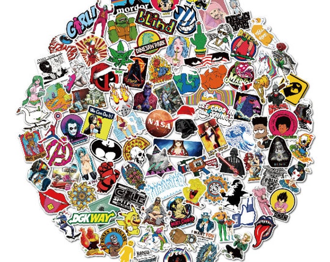 200 Pcs Cool Random Stickers Vinyl Skateboard Stickers, for Laptop