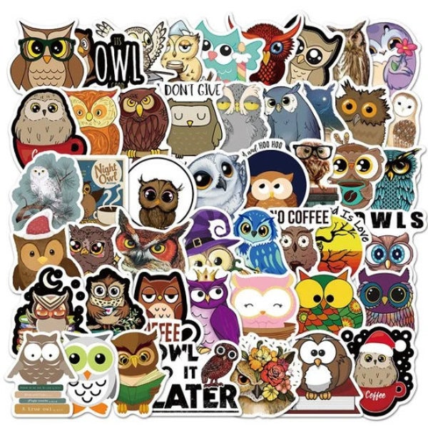 50pcs Owl Birds Stickers Pack For Decoration Laptop Decals Home Decor Wall Art