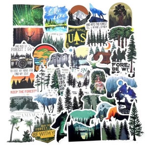 50pcs Outdoor Us Forest Stickers Pack Decoration Car Bumper Helmet Laptop Decals