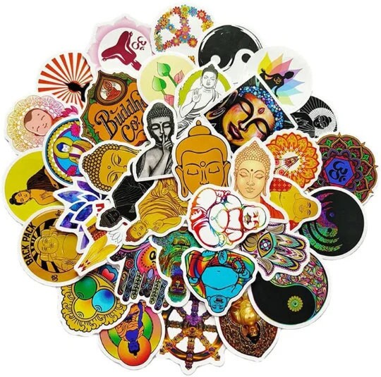 50Pcs Mandala Stickers | Yoga Spiritual Stickers, Laptop Stickers Mandala,  Mandala Decals For Water Bottles, Skateboard, Phone- Mandala Flowers Vinyl