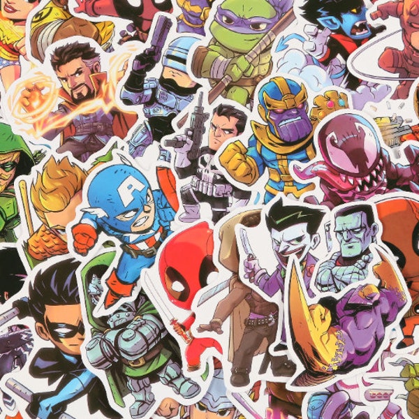 50pcs Anime Cartoons Tv Show Superhero Stickers Pack For Kid Teen Decoration Laptop Stickers Home Decor Notebook Helmet Luggage