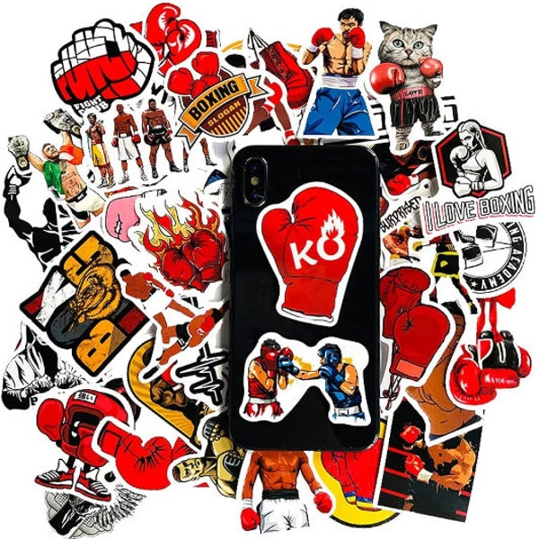 50PCS Boxing Stickers, Funny Sport Boxing Decal Graffiti for Laptop Guitar Computer Wall Home Desk Table