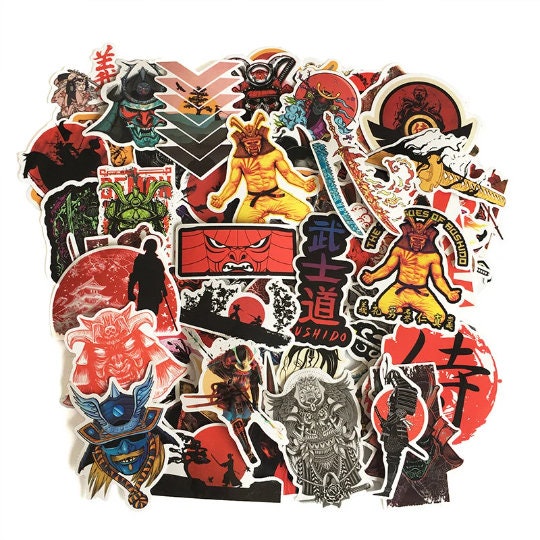 Japanese Samurai Warrior Anime bound to Bushido Code in Kanji Sticker for  Sale by Tatzki-Design