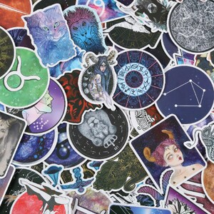 100 PCS Zodiac Star Galaxy Divination Myth Magic Sticker Pack Waterproof Decorate for Laptop Art Decals