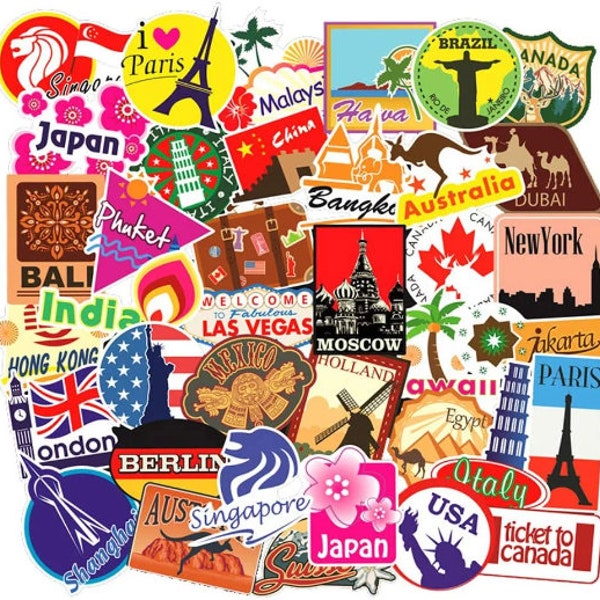 Around the World Stickers - Etsy