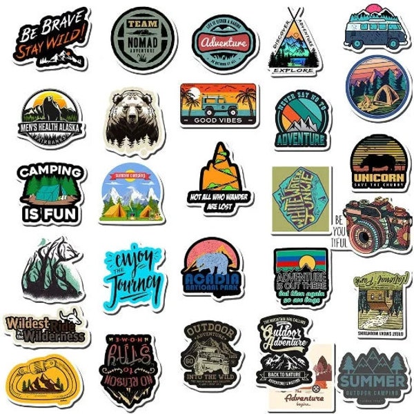 50pcs Outdoor Camping Stickers Pack pour les enfants adolescents décorer ordinateur portable Home Art Car Bumper