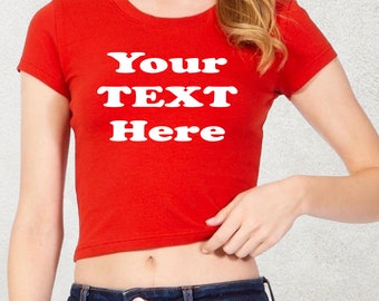 Snug Crop Custom Baby Tee, Trendy Crew Baby Tee, Personalized Soft Cotton Crop T, Aesthetic Crop Top, Minimalist Baby Tee, Soft Casual Top