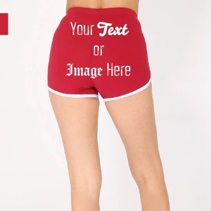 Mid Waisted Dolphin Shorts, Customize Booty Shorts, Personalize Cheeky Shorts,  Custom Logo or Image, Cheerleader Costume, Custom Logo Image