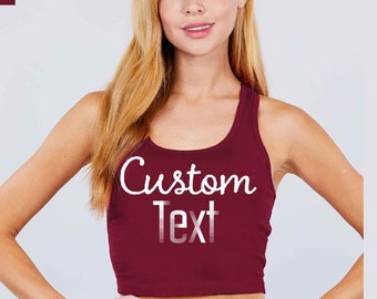 Custom Racerback Crop Top, Personalized Fitness Top