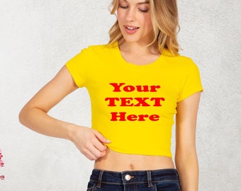 Snug Crop Custom Baby Tee, Trendy Crew Baby Tee, Personalized Soft Cotton Crop T, Aesthetic Crop Top, Minimalist Baby Tee, Soft Casual Top