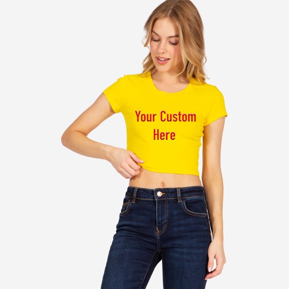 Custom Baby Tee • Personalized Crop Top • Custom Text Shirt • Baby Tee Crop Top • Cute Customized T Shirt • Gift for Her