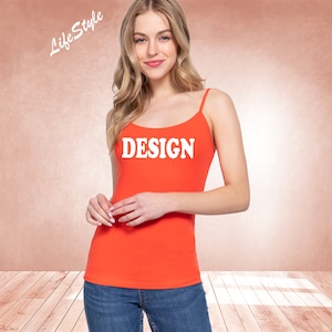 Customized Spaghetti Strap Cami Top, Cotton Adjustable Strap Camisole Tops, Personalize Camisole, Custom Camisole Top, Custom Shirt