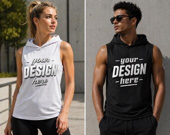 Custom Hooded T-Shirt Sleeveless, Bella Canvas Hoodie Tee, Personalized Cotton Shirt, Custom Logo Shirt, Unisex Lightweight Hoodie