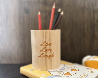 Personalizable Eco Friendly Blank Pen Holder Round Pen Container Sustainable Raw Wood Pen Holder for DIY Use DIY Supply