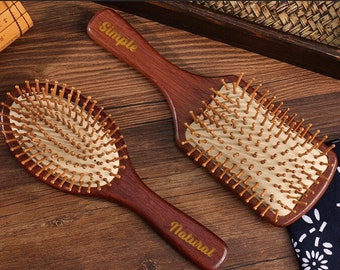 Personalized Massage Hairbrush Red Sandalwood Comb Wooden Paddle Brush Good for Hair and Scalp