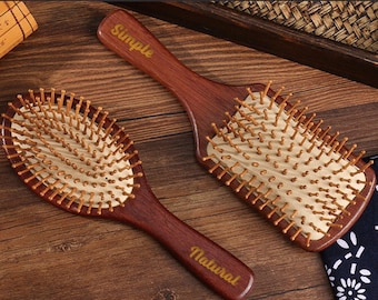 Personalized Massage Hairbrush Red Sandalwood Comb Wooden Paddle Brush Good for Hair and Scalp