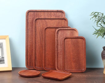 Ebony Wood Customizable Fruit Food Tray in Round and Rectangular Shape (7 Size Available)