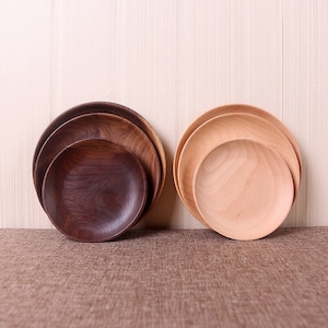 Customizable Japanese Style Round Wood Tray