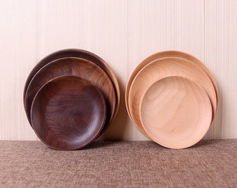 Customizable Japanese Style Round Wood Tray