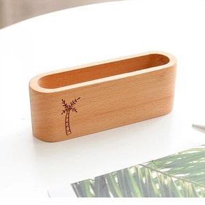 Personalisierter Holz Visitenkarten Halter Notizen Organizer mit Stifthalter für einen professionellen Touch Business Geschenk Unternehmensgeschenk