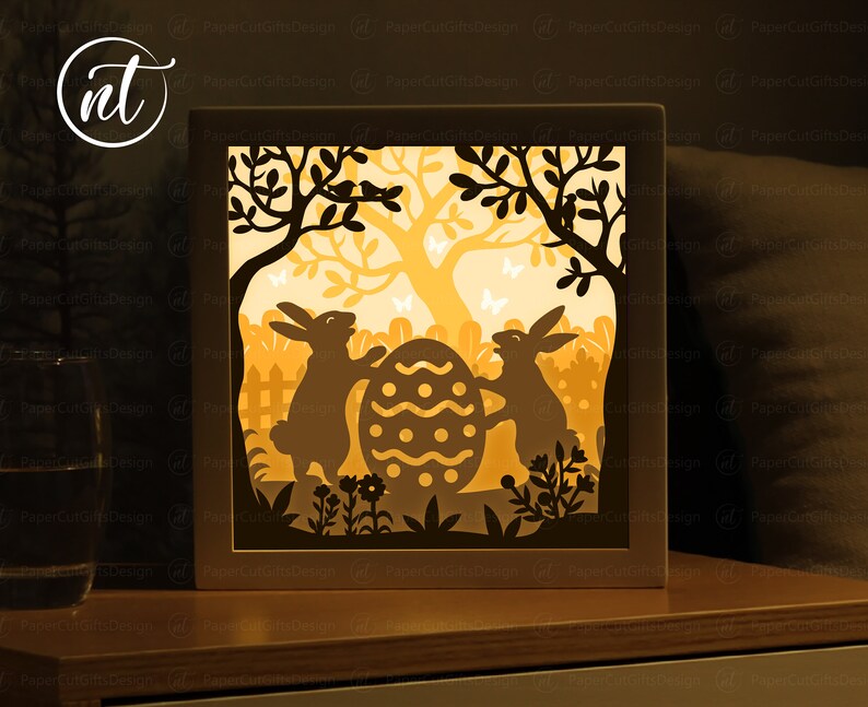Easter Bunny Shadow Box SVG: 3D Paper Cut Lightbox (digital File) - Etsy