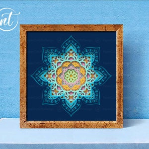 Mandala Paper Cut Shadow Box Template: 3D Layered Design (SVG, PDF, PNG)