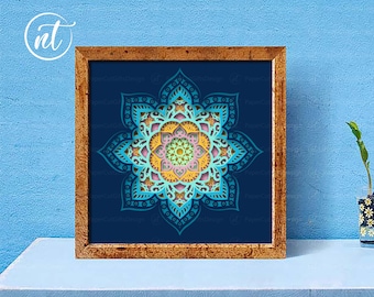 Mandala Paper Cut Shadow Box Template: 3D Layered Design (SVG, PDF, PNG)