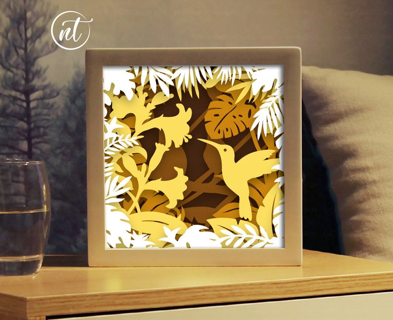Hummingbird Shadow Lightbox Template: Paper Cut SVG, Cricut, Silhouette ...