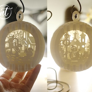 Combo 2 Artikel Kugel Popup Mini Merry Christmas - Weihnachts Popup Karte 3D SVG - Frohe Weihnachten Papierschnitt Vorlage - Dateien für Cricut
