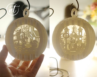 3D Christmas Sphere Paper Cutting Template: Mini Popup Card (SVG, PDF, PNG)