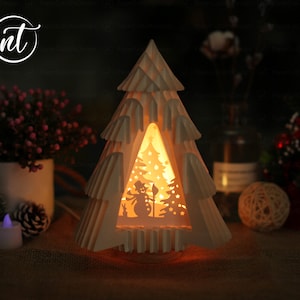 Weihnachtsbaum mit Schneemann Pop Up 3D SVG - Weihnachten Popup Karte 3D SVG - Frohe Weihnachten Scherenschnitt Vorlage - Dateien für Cricut
