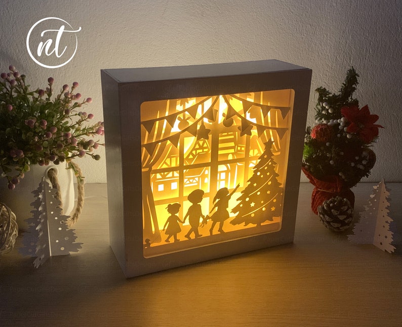 Tree Light Box Christmas Tree Light Box Template: Children's Paper Cut Shadow Box (SVG ...