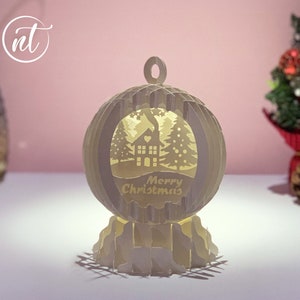 Sphere Popup mini Weihnachten 1 - Merry Christmas Sphere Popup 3D - Niedliche Weihnachtsdekoration Papierschnitt - Xmas Pop-up Karte 3D