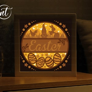 Décorations de Pâques Shadow Box, lapin de Pâques Lightbox SVG, Paper Cut Shadow Box, FICHIER SVG de Pâques 3D