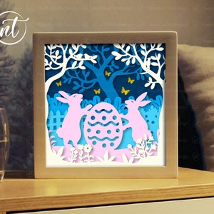 Easter Bunny Shadow Box SVG: 3D Paper Cut Lightbox (digital File) - Etsy