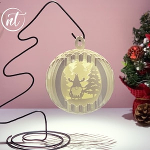 Popupmini Gnomo - Sfera di Buon Natale Popup 3D - Simpatica decorazione natalizia tagliata in carta - Biglietto natalizio pop-up 3D
