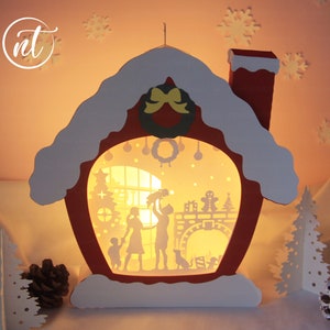 Christmas Family Paper Lantern Template: Xmas House SVG (Digital Download)