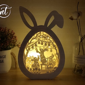 Lapin de Pâques Shadow Box 3D, Paper Cut Shadow Box, Shadowbox carte Cricut, Fichiers Silhouette, Fichier numérique, FICHIER SVG