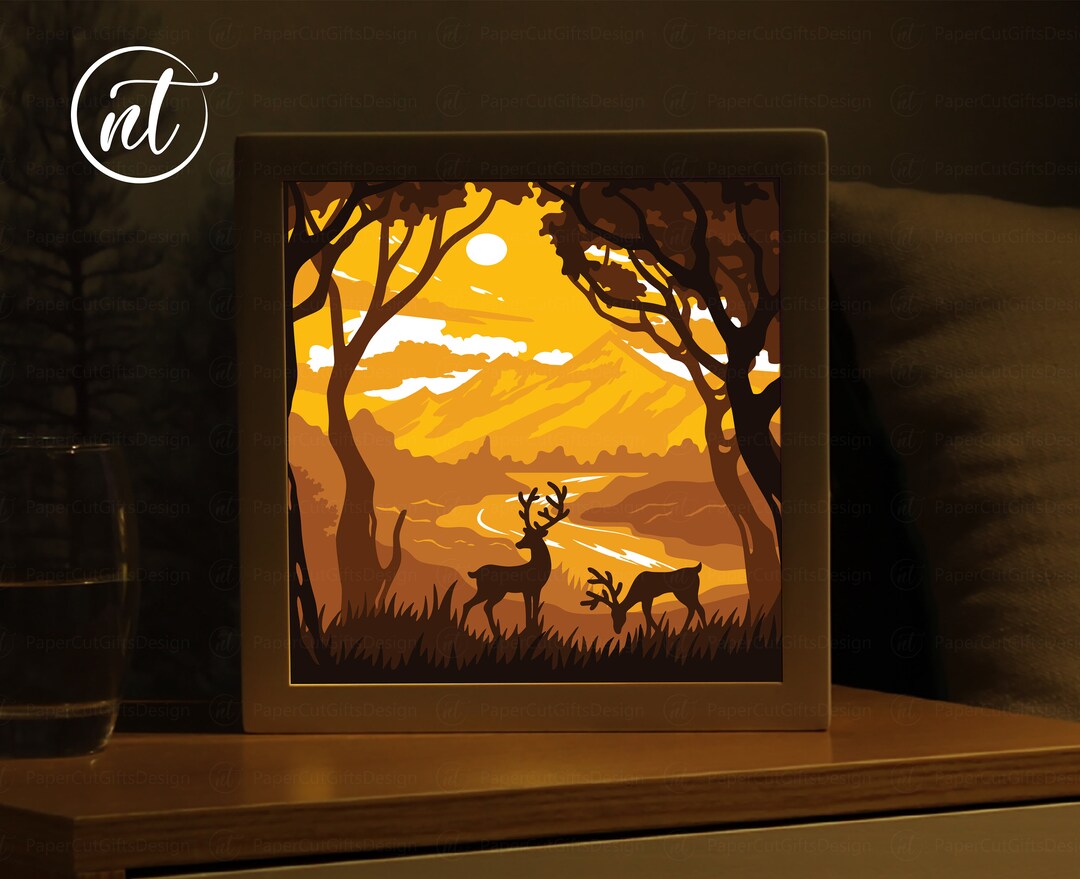 3D Deer Paper Cut Shadow Box Template (digital SVG, PDF, PNG) - Etsy