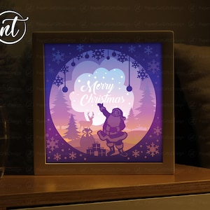 Merry Christmas Light Box Template, Paper Cut Shadow Box Template, Shadow Box card Cricut, Silhouette files, Digital File