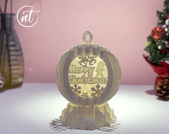Sphere Christmas Popup Card: 3D Paper Cut Decoration (Digital Download)